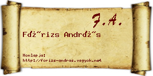 Fórizs András névjegykártya