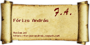 Fórizs András névjegykártya