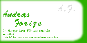 andras forizs business card